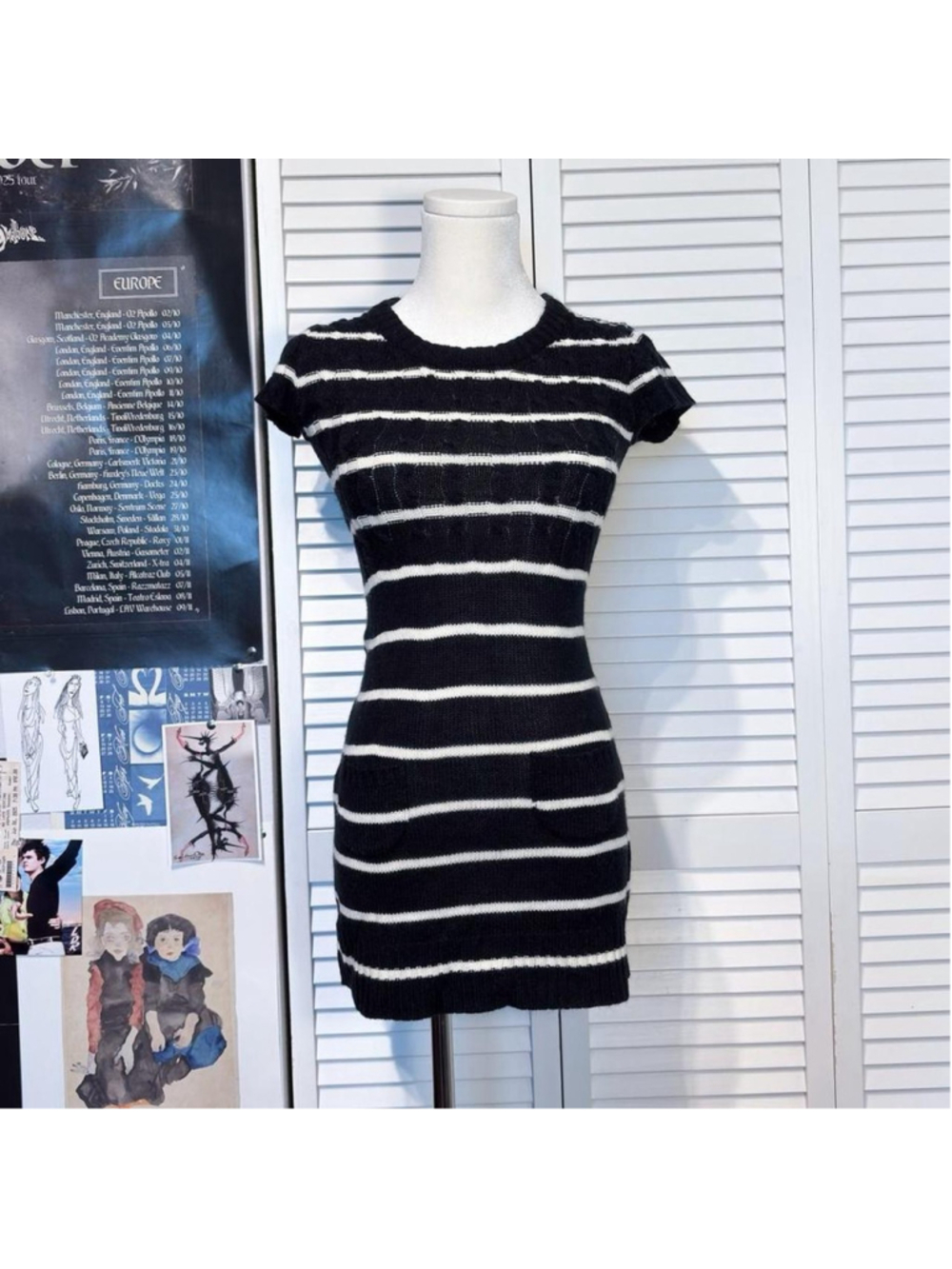 Striped knit mini dress
